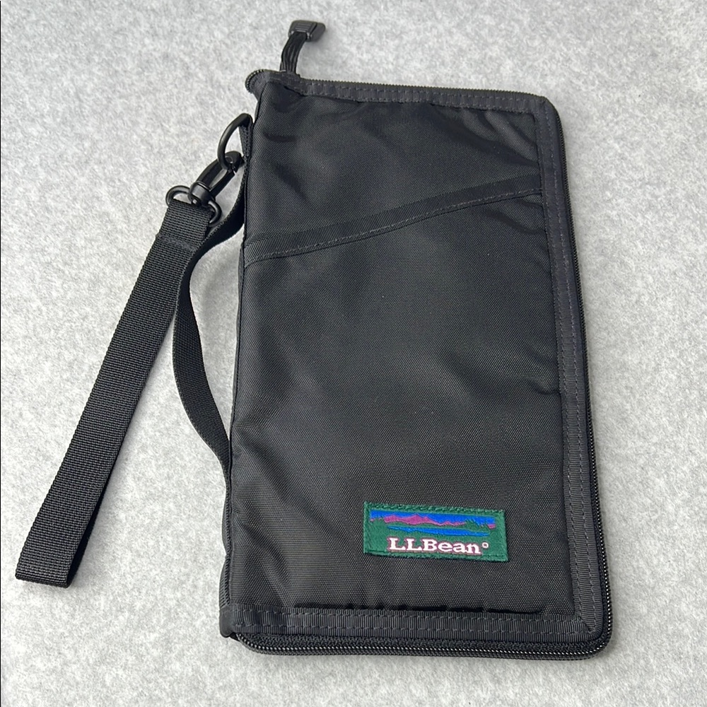 Vintage LL Bean Black Travel Wallet Wristlet Gorpcore Clutch Bag Car Organizer